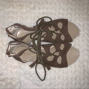 Taupe suede gladiator sandals